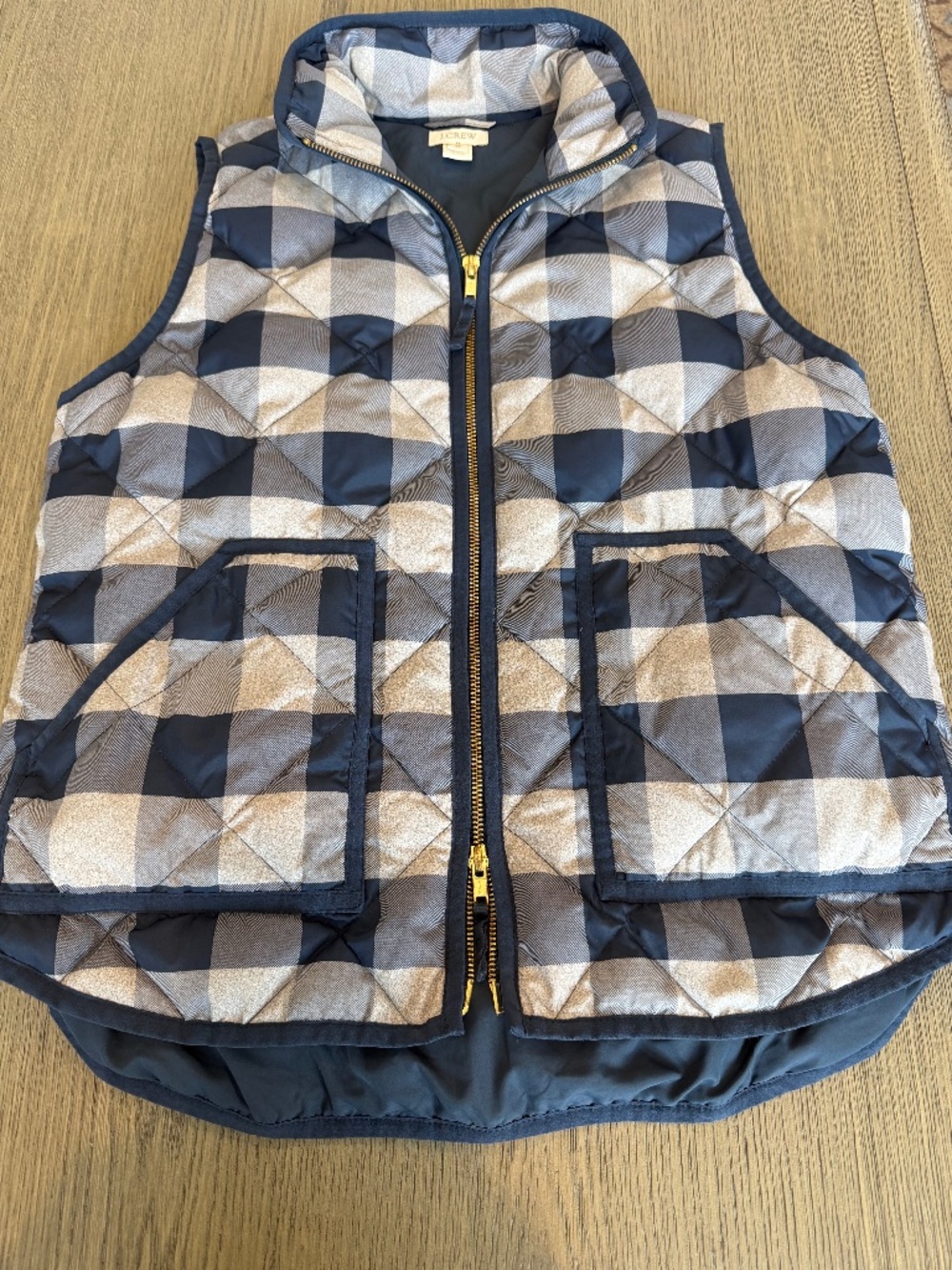 J. Crew Excursion Down Quilted Puffer Vest In Buffalo Blue Checkered Preppy M